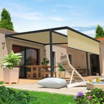 Intersun - Pergola Tela pyrite 4,00x3,00 m Motorizzata a Telecomando + Manovra di Emergenza + Cofano led + Mantovana (Grigio antracite - Beige chiaro)