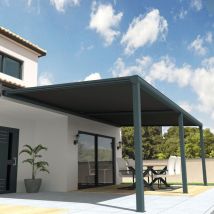 Pergola toile sunlight Gris anthracite - 6,00x3,50m (Motorisé à télécommande secours + Kit led 1 coté - Gris Anthracite)