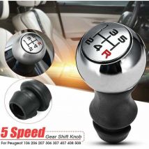 Soleil - Pomo de cambio de 5 velocidades para Peugeot 106, 206, 207, 306, 307, 407, 408 y 508 (rojo-R)