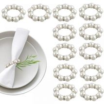 Perle Blanche, 12 pcs)Rond de Serviette de Table, Rond de Serviette, Rond de Serviette, Rond de Serviette Argenté, Adaptés Mariages, Dîners