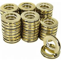 Anneaux de Rideaux en 40 mm Anneaux pour Tringle à Rideaux Rond œillets pour Rideaux en Plastique Clips 50 Pièces Or Brillant