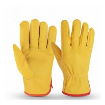 Gants d'outils de jardinage gants de travail en cuir de vache conduite gants de moto de sports de plein air résistants à l'usure à cinq doigts m