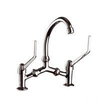 Remer - Permanent Lavabo Plaqué Chrome Robinet 2x Leviers Étendus Facilement Utilisable