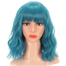 Fei Yu - Perruque bleue de personnage d'anime bleu Cosplay Halloween cheveux courts