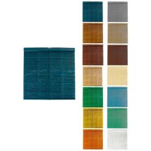 Persiana de Madera Alicantina con Polea Metálica - Estor Enrollable para Ventanas, Puertas, Salón 117 x 130 cm (Azul (Barnizada)) - Jardin202