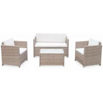 4-seater polyrattan garden sofa set, Perugia, Natural, 118x65x69 cm