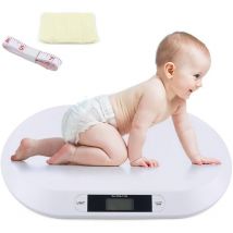 Pèse-bébé, pèse-bébé numérique pour enfants jusqu'à 20 kg, pèse-bébé électronique avec écran lcd, serviette et règle, pèse-bébé pour nouveau-nés