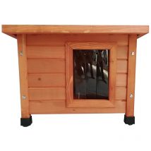 PET - Casa de exterior de gato xl madera marrón 68,5x54x51,5 cm @