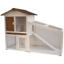 PET Clapier Tommy Blanc et marron 140x65x100 cm 20072 @ PET
