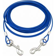 Pet Dog Puppy Garden Camping Outdoor Tie Out Lead Leash Extension Wire Cable - Blue - Large