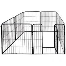 Petigi - Hund Zaun Gehege für Hunde Gitter Welpen Tierlaufstall Welpenauslauf Freilaufgehege Garten xxl Kaninchen Laufstall Metall 80 x 80cm Käfig