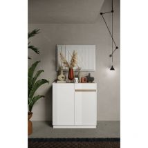 Calicosy - Buffet fantasy Blanc laqué/chêne Cadiz 105 x 107 cm