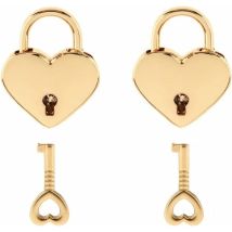 Petit cadenas en forme de cœur en métal, mini serrure avec clé pour boîte à bijoux, boîte de rangement, journal intime, lot de 2, doré