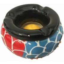 Petit Cendrier rouge et bleu anti-odeur en céramique
