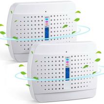 Kinsi - Petit Déshumidificateur rechargeable, portable, absorbeur d'humidité à haute efficacité pour placard, 2 pièces, blanc