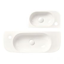 Sanycces petit Hängewaschbecken 71,5 x 27,5 x 12h Hahnloch links, weiß