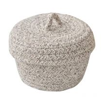 Petit panier de rangement avec couvercle en corde de coton naturel, boîte de rangement pour chambre d'enfant, panier pour jouets de bébé