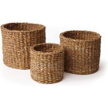Petit panier rond en jonc de mer, lot de 3