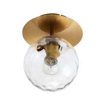 Kcvv - Lámpara de techo nórdica de cristal pequeña, para baño interior, empotrada en metal, moderna para balcón, cocina y pasillo (dorada sin