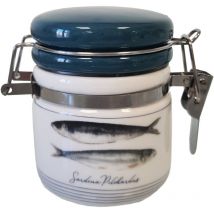 Petit pot hermétique à sel en Faïence avec cuillère en bois