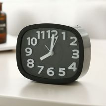 Feiyue - Petit réveil mignon dessin animé horloge réveil de table, noir