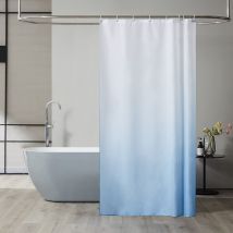 Kleiner Duschvorhang für Eckbadewanne, wasserdicht, schick, hellblauer Farbverlauf, 120 x 200 cm, lang, Anti-Schimmel, Polyestergewebe, Badvorhänge,
