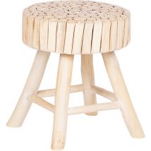 Beliani - Petit Tabouret Multifonction en Rondin de Bois Clair peut aussi bien servir de table d'appoint de repose-pieds pour tout espace de vie