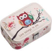 Petite boîte à bijoux de voyage en cuir pu avec miroir intégré, pour maquillage et accessoires, bagues, boucles d'oreilles, colliers, boîte de