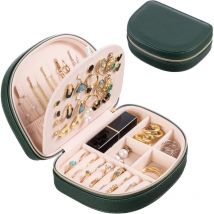 Ahlsen - Petite Boîte à Bijoux Double Couche Portable, Sac de Rangement Léger de Voyage de Transport de Protection en pu Cuir pour Bagues, Boucles