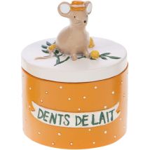 Petite boîte à dents de lait souris et mimosa orange