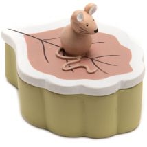Petite boite à dents de lait souris feuille verte