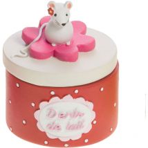 Petite boîte en résine à dents de lait rose souris