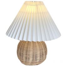 Petite lampe de table de chevet, mini lampe pour chambre à coucher, salon, table d'appoint, rotin plissé, esthétique, lampe vintage