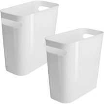 Sunxury - Petite poubelle en plastique 2 pièces, poubelle blanche de bureau de 1,5 gallons/5,7 litres avec poignée intégrée, panier poubelle mince