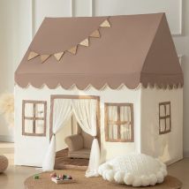 Treetalk - Petite tente de jeu terrestre avec coussins et lumières led, tente pour enfants, maison de jeu pour enfants, tente de lit intérieure pour