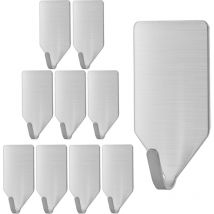 Sunxury - Petits crochets adhésifs, paquet de 10, acier inoxydable, crochets pour suspendre des serviettes, crochets muraux adhésifs, crochets à