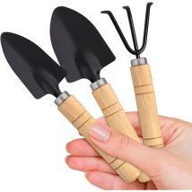 Petits Outils de Jardin, 3 Pièces Outils de Jardinage Mini, Outils de Planter Bois, Planter Tool Petit, Mini Outils de Jardin Set, Petits Planter