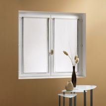 Paire de petits voilages en étamine unie Blanc 60x160 cm