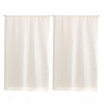 Paire de Petits rideaux Unis en Etamine Blanc 45x90 cm