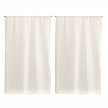 Paire de Petits rideaux Unis en Etamine Blanc 70x120 cm