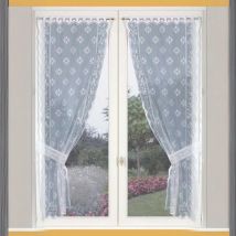 Paire de Rideaux 'Bonne-Femme' avec Embrasses Blanc 60x120 cm