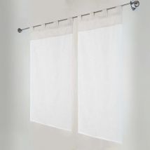Paire de Petits voilages Voile Aspect Lin Gris souris 45x90 cm