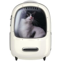 Petkit - Rucksäcke für Hunde & Katzen-Rucksack, Eingebauter Lüfter und LED-Licht für geräumige Belüftung und geringes Gewicht. (Milchig) - Weiß