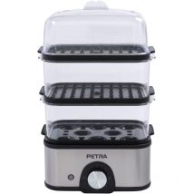 Petra PT5885VDE Vaporizzatore elettrico – compatto a 3 livelli per verdure, fornello per uova, timer a quadrante da 60 minuti, capacità 3L, cestelli