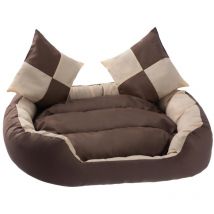 Lettino per cani, funzione reversibile, cuscino rimovibile, idrorepellente, lavabile, colore e misura a scelta, crema/marrone, s - Petstuff