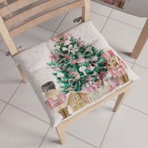PETTI Artigiani Italiani - Cuscini per Sedia Cucina Natalizi, Cuscini Sedie Natale Set da 6 Pezzi, Cuscini Coprisedie Natalizi in Microfibra con