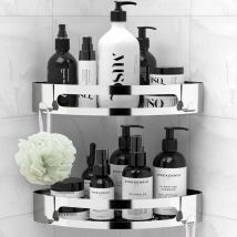 Mensola da bagno da 2 pezzi Mensola da doccia in acciaio inox, organizer per doccia, senza viti, senza foratura, adesivo, montaggio a parete, nessun