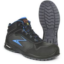 Portofino S3 scarpe da lavoro antinfortunistiche alte N.43 in pelle nera con inserti azzurri metal free made in Italy Nero + Azzurro 43 - Pezzol