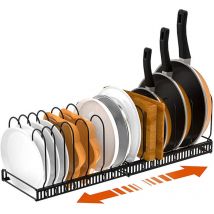 Pfannenhalter für Schublade, Erweiterbarer Topfdeckelhalter mit 14 Verstellbaren Teiler, Topfdeckel Aufbewahrung Pfannen Organizer Deckelhalter für