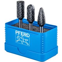 Pferd - Hartmetall Hochleistungsfrässtift Set 1414 allround hc-fep 3-tlg. Schaft-Ø 6 mm universal grob